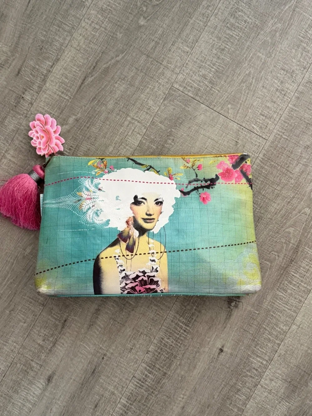 Papaya Art Tasseled Clutch
